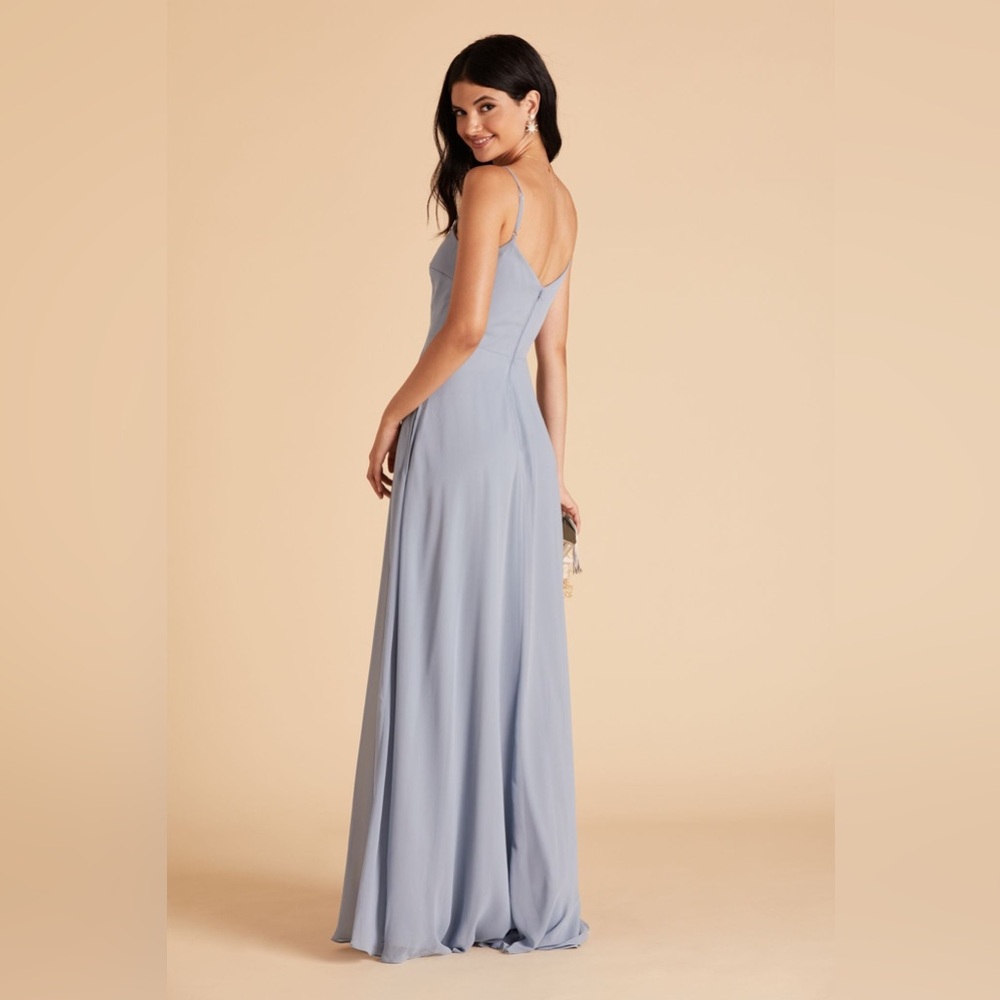 Birdy Grey NWT Devin Dress Gown Chiffon in Dusty Blue Size Medium Bridesmaid - Picture 2 of 14